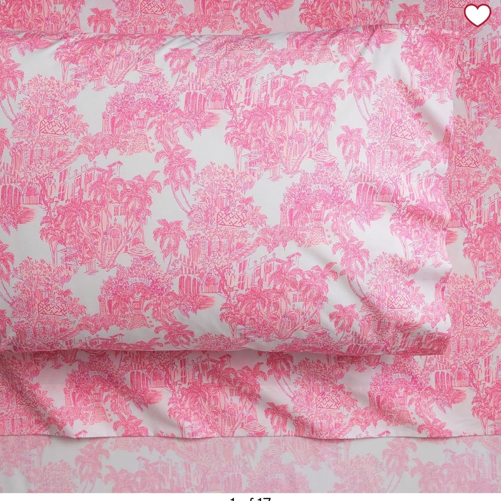 Lilly Pulitzer Pink and White Floral Sheet Set